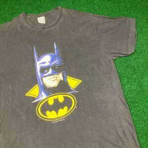 Vintage Batman Shirt Mens L Black 1989 DC Comics Michael Keaton Single Stitch‎